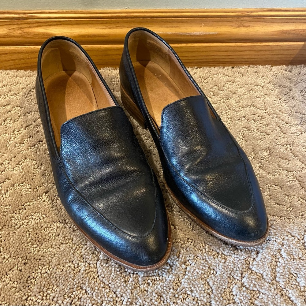 Madewell Black Leather Pointed Toe Loafers